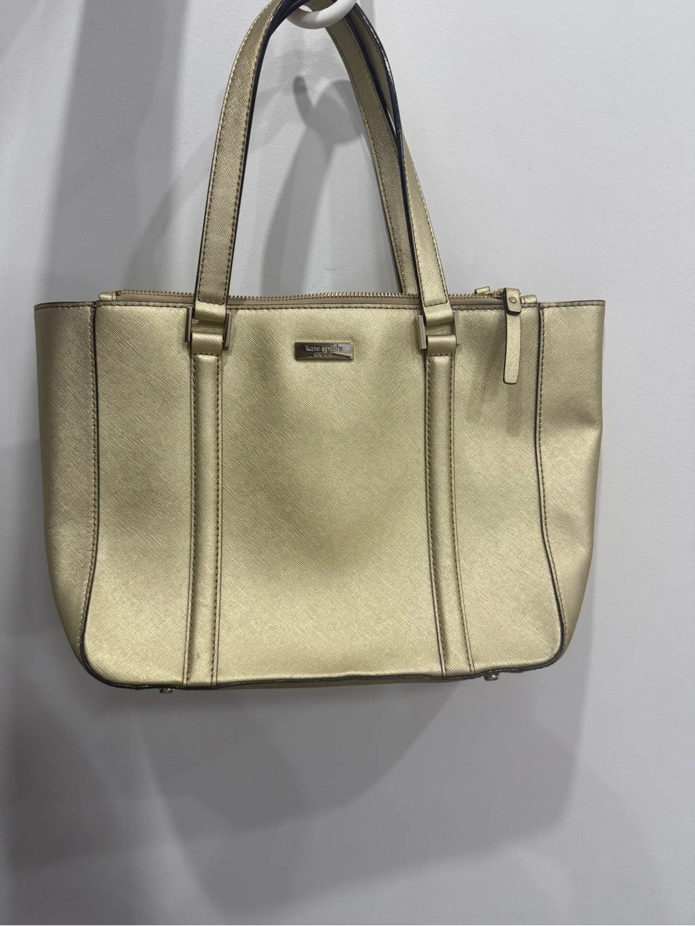 kate spade Metallic Gold Tote Bag with Double Handles